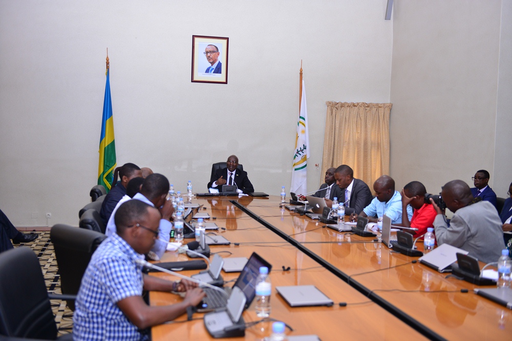 Prime Minister, Dr. Edouard Ngirente and journalists in a press conference on disaster management in Rwanda