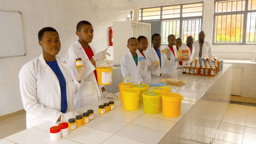 Students in a laboratory at Wisdom School. 