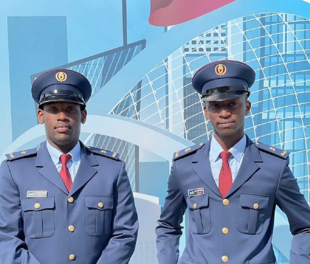 Two Rwanda Defence Force officer cadets who graduated yesterday as pilots from Al Zaeem Air College in Qatar.