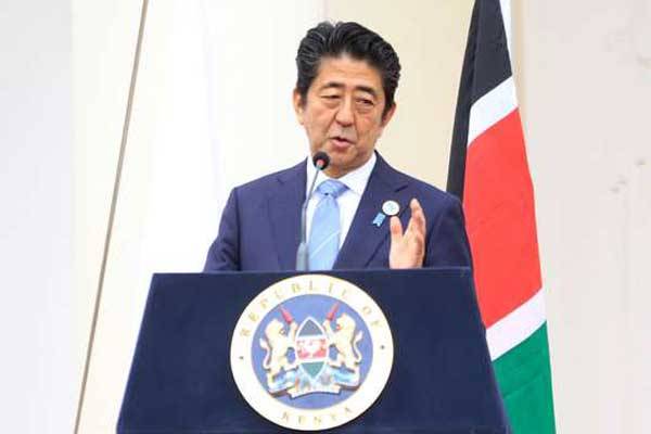 Japanese Prime Minister Shinzo Abe at Statehouse on August 26, 2016. He pledged Sh1 trillion for infrastructure development in Africa.