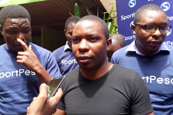 SportPesa mega jackpot winner Samuel Abisai addresses journalists in Nairobi on May 2, 2017. He said he will dedicate part of the money to help his brother set up a football academy in Kakamega.