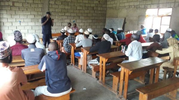 The youth who have been undergoing training in countering terrorism and human trafficking organized by Rwanda National Police in collaboration with Rwanda Muslim Community