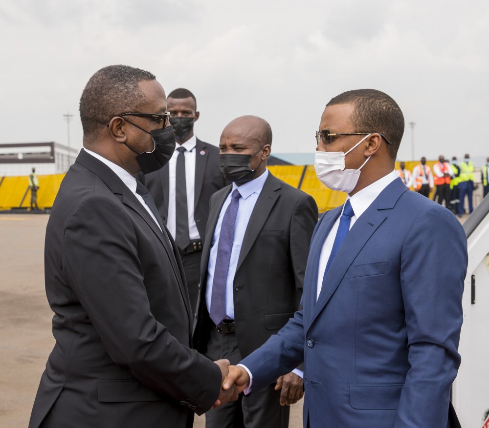 Gen Mahamat was received by the Minister of Foreign Affairs,  Dr. Vincent Biruta upon arrival at Kigali International Airport.  
