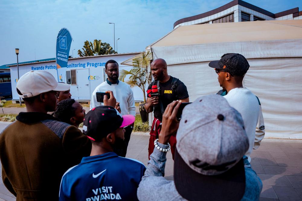 Adesope addressed the media upon his arrival at Kigali International Airport on August 7, 2025.