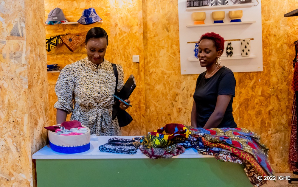 One of beneficiaries exhibiting her products. 