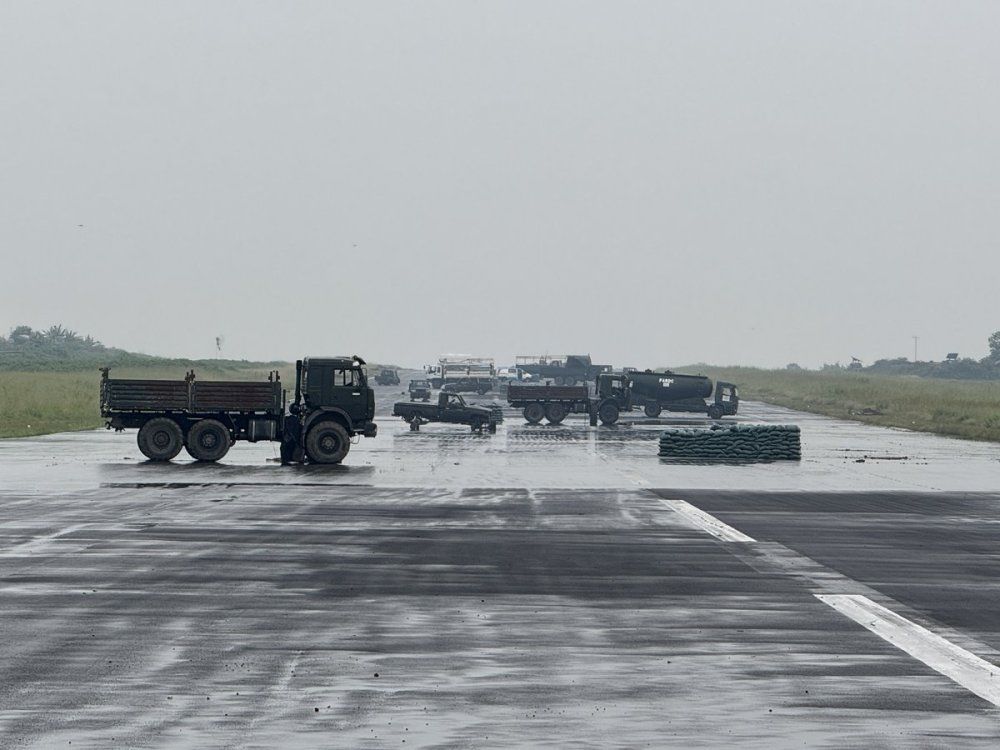 Military equipment, including trucks, small aircraft, and heavy weaponry, was also abandoned at the runwway, adding to the complexity of the clearance operations.