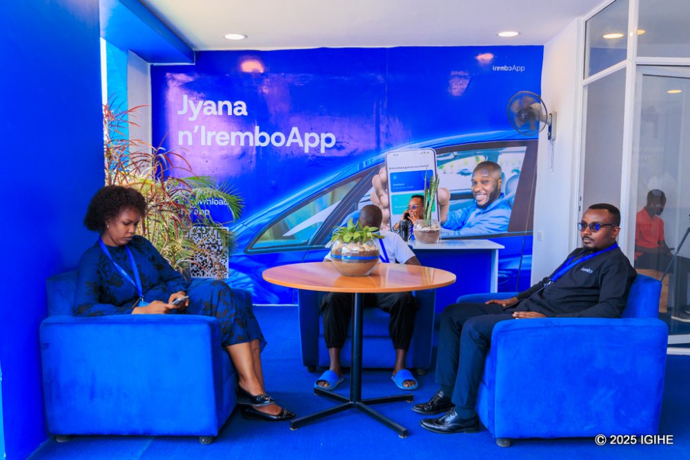 A designated waiting area has been set up for individuals seeking Irembo services.