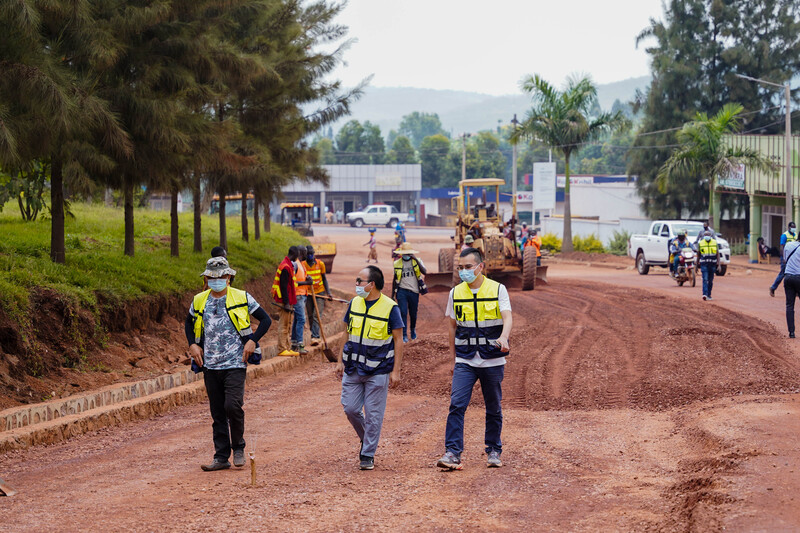 Construction ongoing urban road in Ngoma district under the cooperation between the Government of Japan and the Government of Rwanda in the sector of transport.