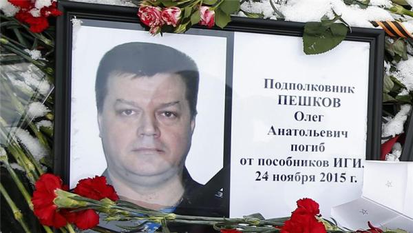 The body of Russian pilot Lieutenant Colonel Oleg Peshkov will be repatriated on Sunday
