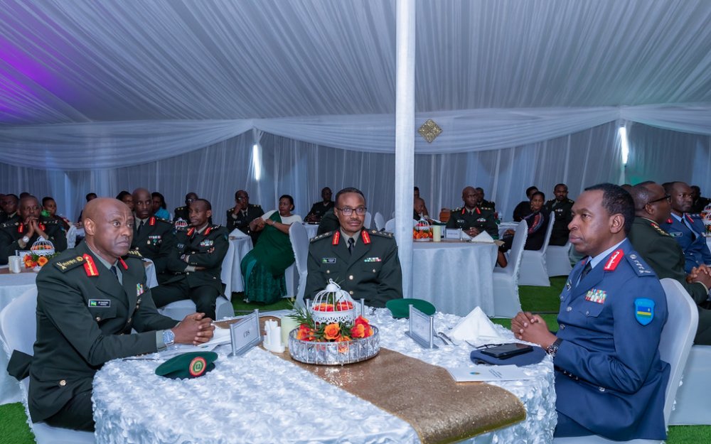 The Chief Defence Staff, Gen Jean Bosco Kazura with the Minister of Defence, Maj Gen Murasira Albert and Airforce Chief of Staff, Lt Gen Jean-Jacques Mupenzi. 