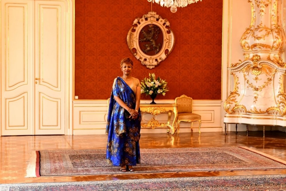 Ndatirwa Jeanne the wife of the Ambassador Igor Cesar was dressed representing Rwandan culture