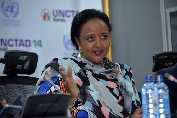 Amina Mohammed, the Cabinet Secretary for Foreign Affairs and International Trade, at Kenyatta International Convention Centre in Nairobi on July 19, 2016.