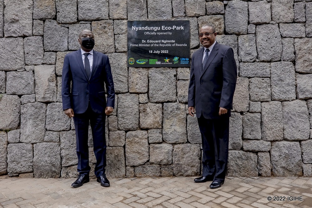Premier Ngirente inaugurated Nyandungu Eco-Park alongside the former Prime Minister of Ethiopia,Hailemariam Desalegn. 
