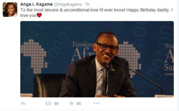 Ange Kagame his daughter wishes him a happy birthday 