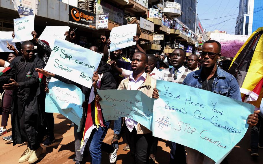 The youth are calling for the resignation of the top leadership of Parliament and reduction of lawmakers’ salaries and allowances