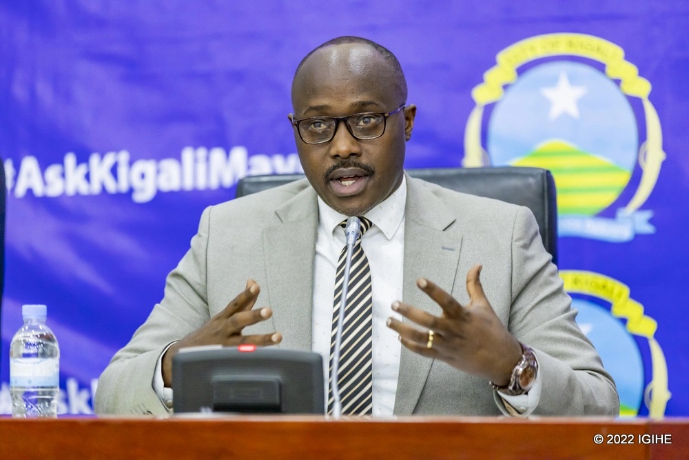 The Mayor of Kigali City, Pudence Rubingisa speaking to the media. 