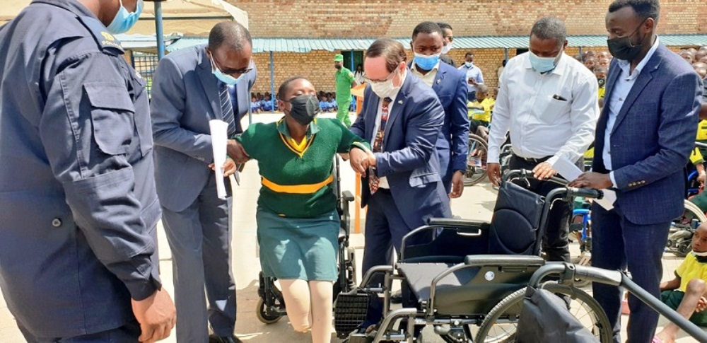 The 14 wheelchairs were handed over to beneficiaries on Tuesday 8th March 2022.  