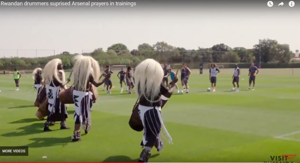 Drummers stunned Arsenal players during routine training drills