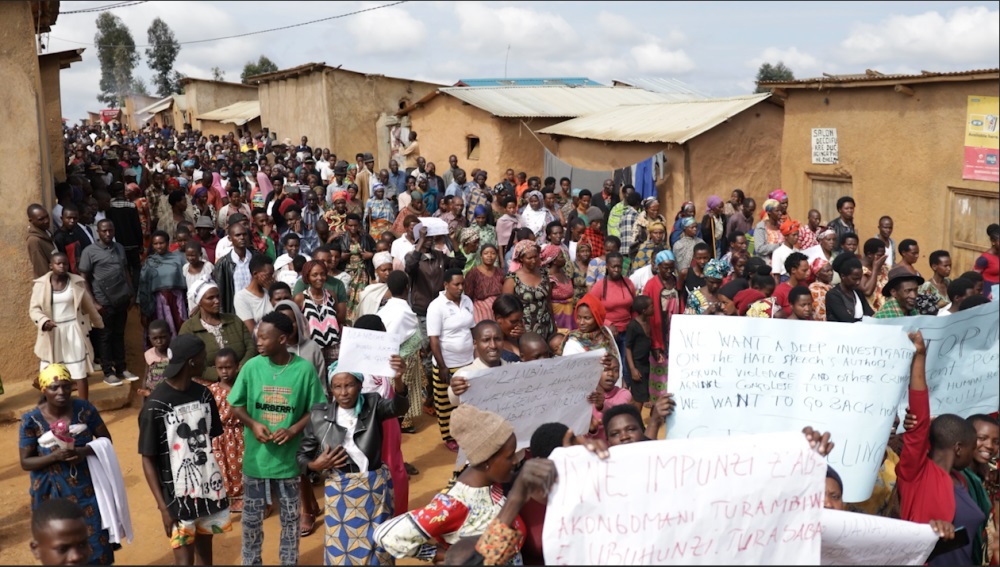 Congolese refugees in Rwanda photographed last year during protests against the killings targeting Tutsi communities in DRC.