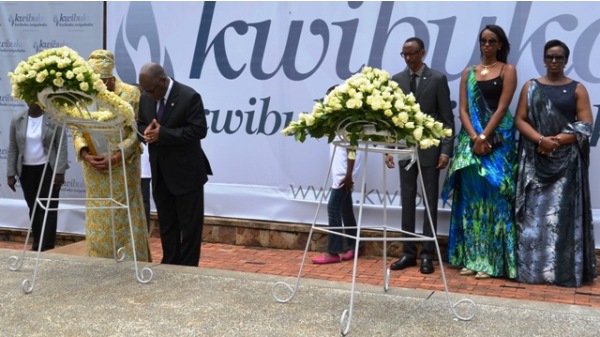 PRESIDENT John Magufuli and his wife, Janeth, pray for the souls of the 1994 Rwanda genocide victims at the Kigali Genocide Memorial Centre in Kigali, Rwanda, yesterday. Their host, President Paul Kagame, his wife, Jeannette, and their daughter, Ange, look on. (Photo by State House)