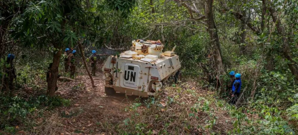 MINUSCA peacekeepers on patrol in northwest Central African Republic