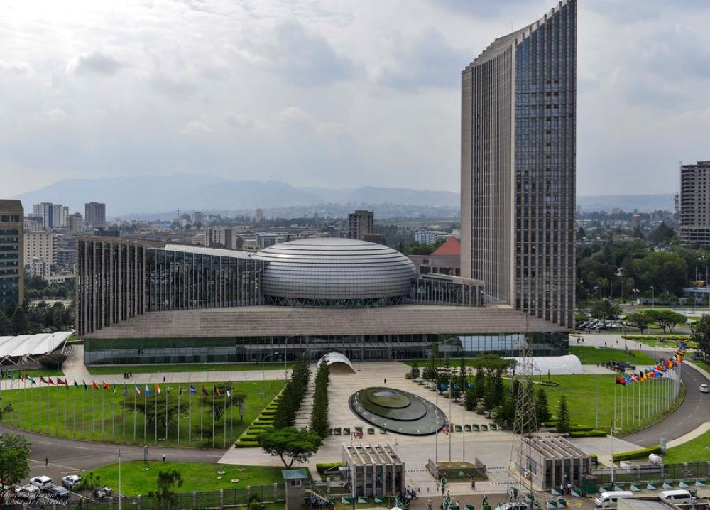 This photo taken on Feb. 14, 2024, shows the headquarters of the African Union (AU) in Addis Ababa, Ethiopia. (Xinhua/Michael Tewelde)