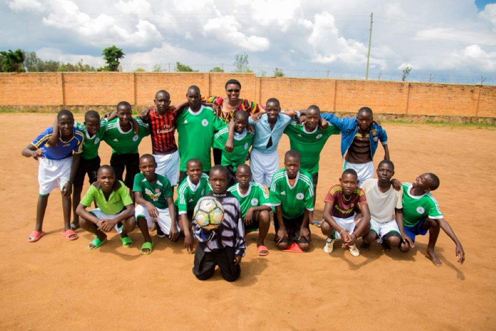 This photo shows former street kids’ football team posing for a photo before a training session at Gitagata Rehabilitation Centre in Bugesera District in 2017. Photo by The New Times 
