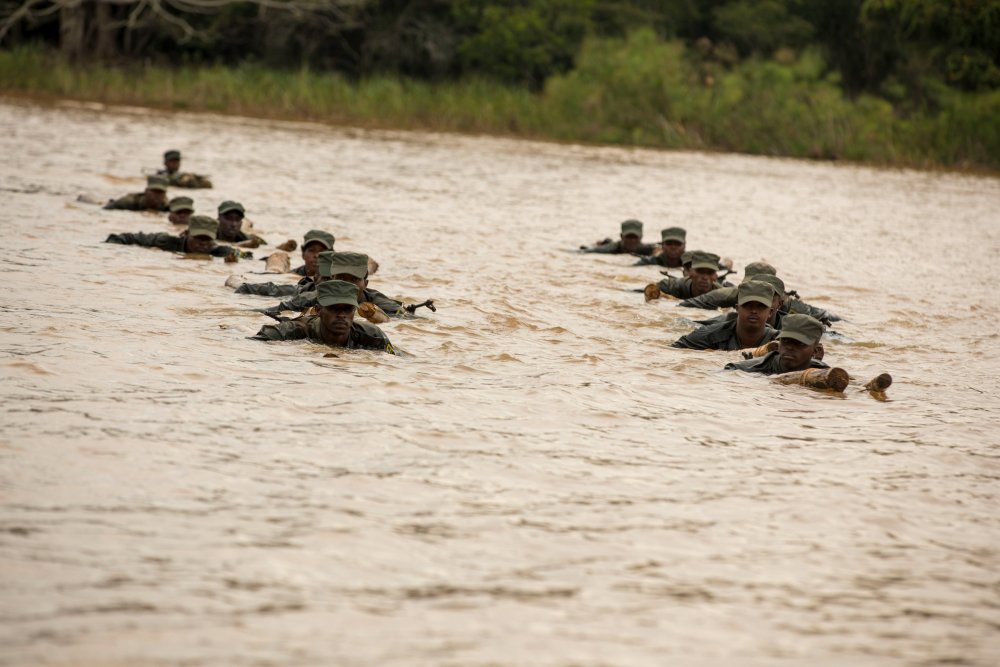 Trainees during military drills. 