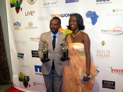 Gilbert Ndahayo (filmmaker) and Ms Yvette Rugasaguhunga (US Embassy councilor) received two awards at 2013 SVAFF.