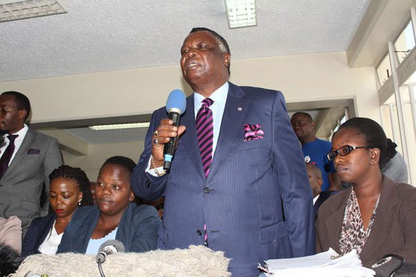 Cotu Secretary General Francis Atwoli speaks at the Nairobi Industrial court on February 3, 2017. He has blamed the failure to end the ongoing doctors strike on supremacy wars between Health CS Cleopa Mailu and Principal Secretary Nicholas Muraguri.