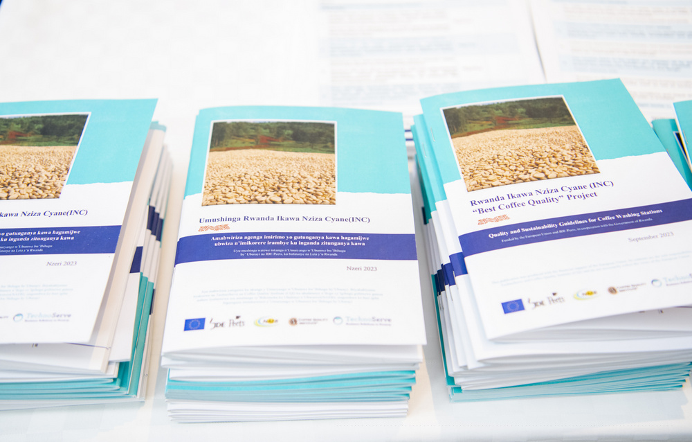 TechnoServe also donated books featuring regulations aimed at supporting coffee processing firms in Rwanda to maintain quality standards. 