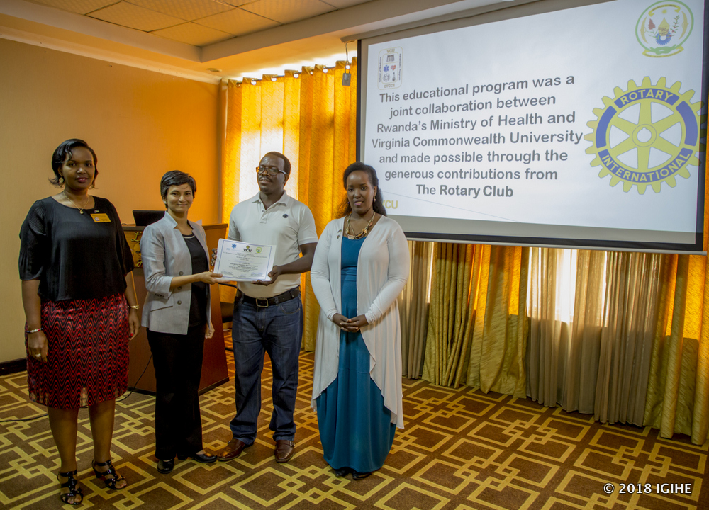 Medical staff receiving certificates