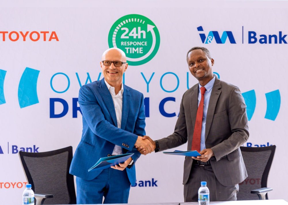I&M Bank Rwanda has signed a partnership agreement with Toyota Rwanda Ltd to simplify the process of purchasing Toyota vehicles through affordable financing options and discounted prices.