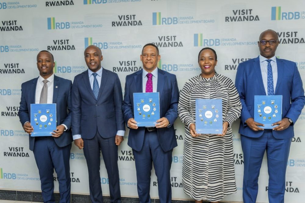 Officials from concerned institutions in a group photo after signing the agreement to introduce electric buses in Kigali. 