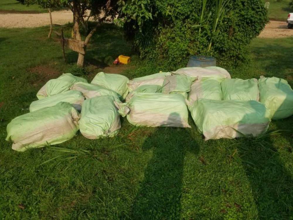Some of seized bales of second-hand clothes.  