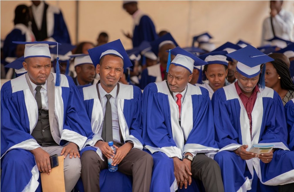 Some of the graduates crowned at INES-Ruhengeri 10th graduation ceremony