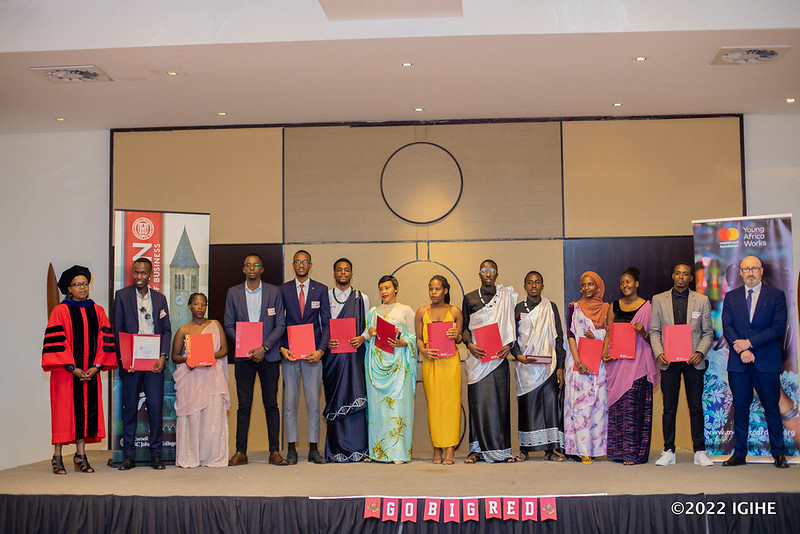 Some of graduates in a group photo after receiving certificates. 