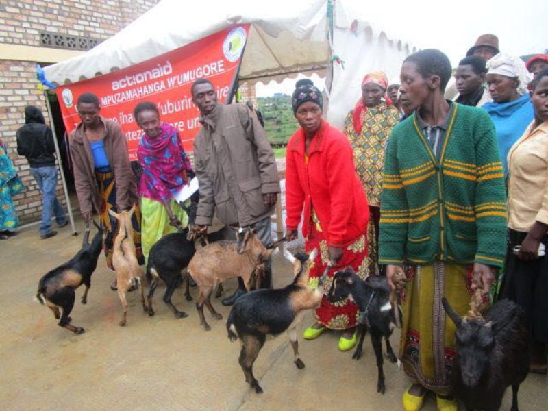 Nyaruguru residents who received goats donations from Action Aid during the International Day of Women