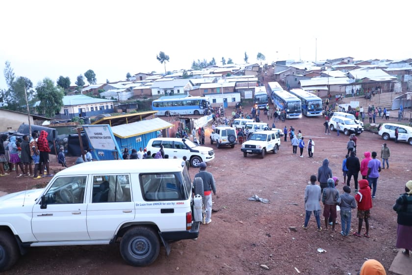 Refugees boarded buses today morning heading to their new camp in Kirehe district.