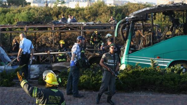 One bus was completely burned out while another was partially burned after the explosion