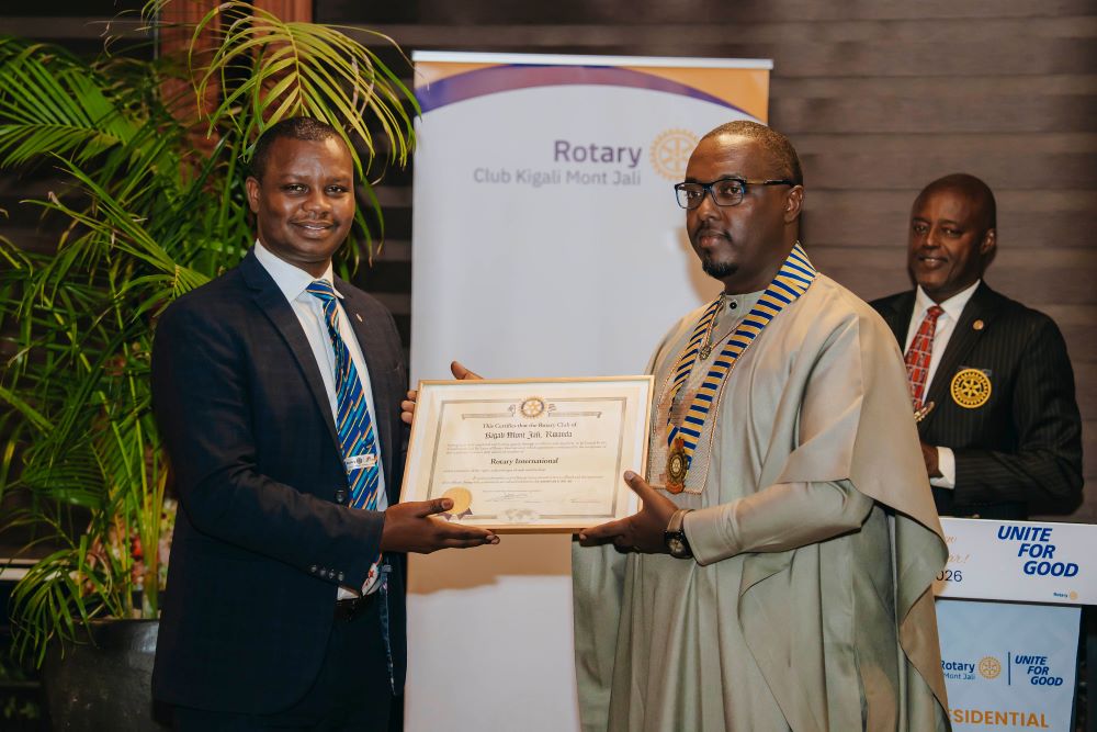 Irakoze (right) pledged to champion cross-club collaborations, engage youth, and position RC Kigali Mont Jali as a model of purpose-driven action. 