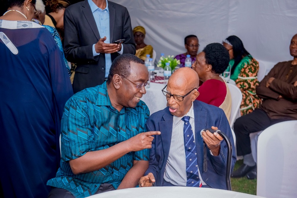 Pastor Mpyisi with Bernard Makuza at the celebration of his 100th anniversary. 