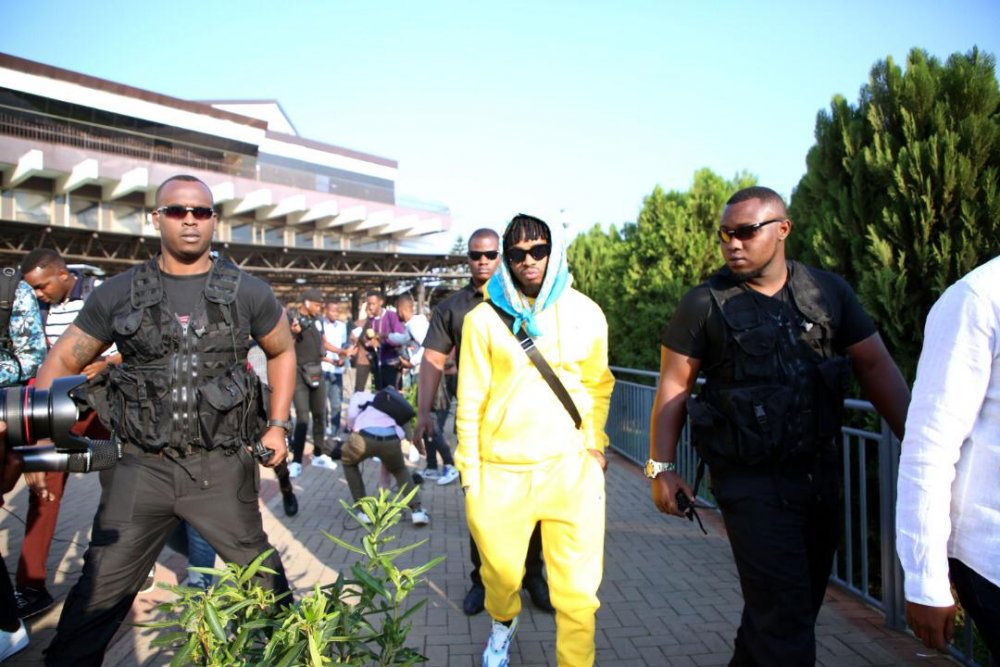 The artiste arrived at Kigali International Airport today morning