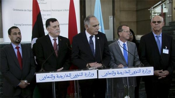 Representatives of the Tripoli-based and Tobruk-based governments in December 2015