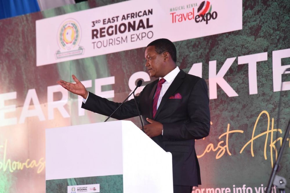 Kenyan Minister for Tourism and Wildlife Alfred Mutua speaks at Kenyatta International Convention Centre (KICC) in Nairobi, capital of Kenya, on Nov. 20, 2023. (Photo by John Okoyo/Xinhua)