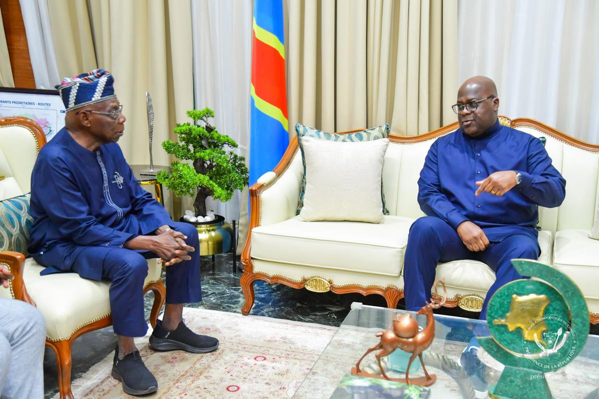 Former Nigerian President Olusegun Obasanjo holds talks with President Félix Tshisekedi in Kinshasa on Wednesday, June 25, a day after similar talks with President Paul Kagame in Kigali.