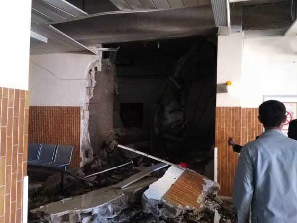 Bomb damage in the BMC A&E reception today