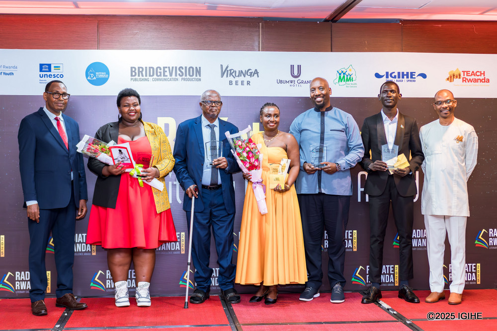 Bridgevision celebrated top writers at the 2025 Radiate Rwanda Literacy Excellence Awards on Saturday, November 8, 2025.