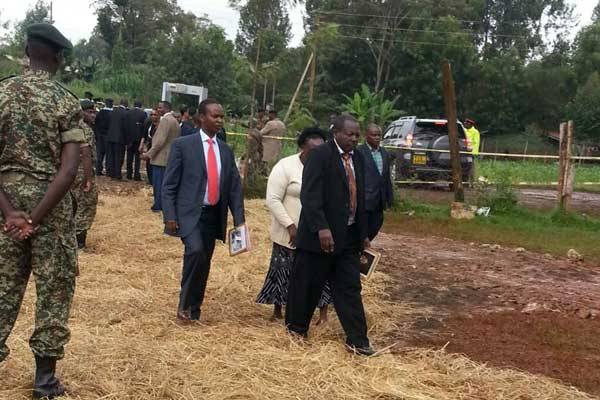 Dignitaries arrive at the Othaya Approved School for a mass before burial of former First Lady Lucy Kibaki.