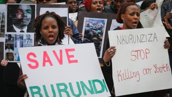 In April, Burundi nationals from across the U.S. and Canada, along with supporters, demonstrated outside U.N. headquarters, calling for an end to political atrocities and human rights violations unfolding in Burundi under the government of President Pierre Nkurunziza. 